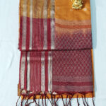 Kanchipuram Semi Silk Saree | ASS111 | Mustard Yellow with Maroon