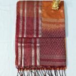 Kanchipuram Semi Silk Saree | ASS111 | Rust Orange with Deep Red