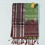 Kanchipuram Semi Silk Saree | ASS111 | Olive Green with Dark Brown